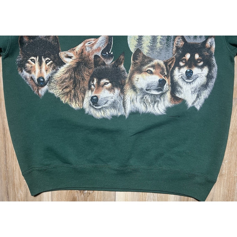 Wolfpack Double Side Green Sweatshirt Utah Ogden Valley - Vintage Size Large - Picture 11 of 13